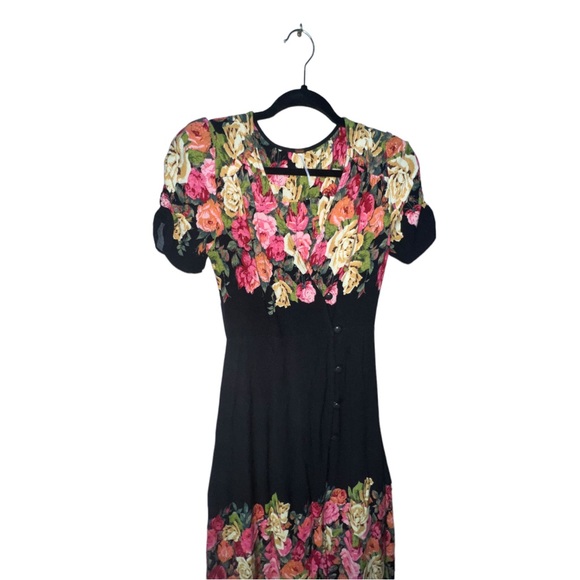 Free People Maxi Dress Size X Small Black Floral - Picture 5 of 15